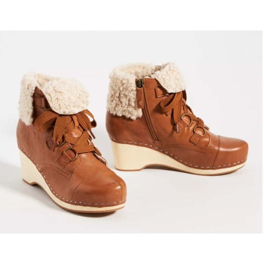 Kelsi Dagger Brooklyn Clog Ankle Boots Lace Up Anthropologie Brown Womens 9